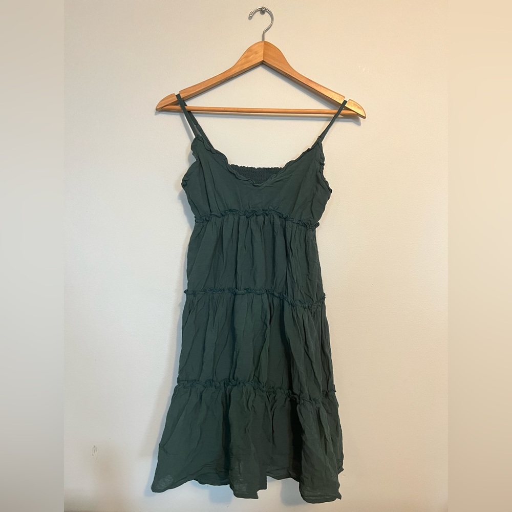 SHEIN Ruffled emerald green summer dress